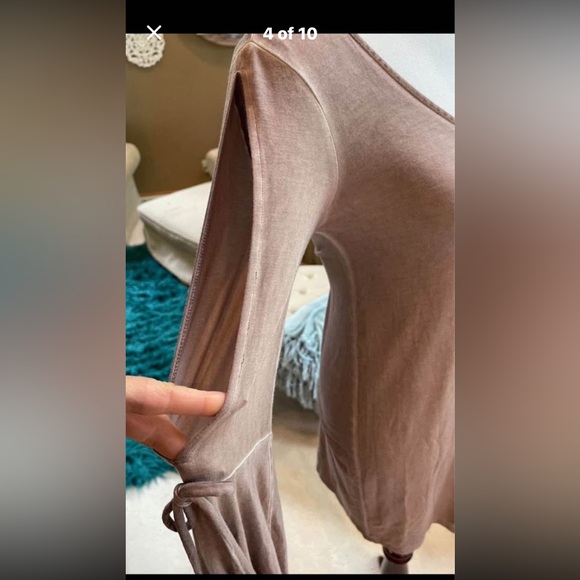 American Eagle Boho Split Bell Sleeve Mini Dress/Tunic Sz XXS NWT Soft Stretchy - Picture 8 of 10